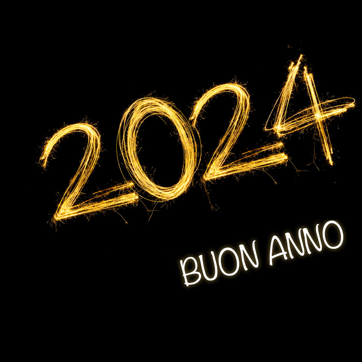 immagine con i numeri 2024 luminosi durante i festeggiamenti per l'anno nuovo
